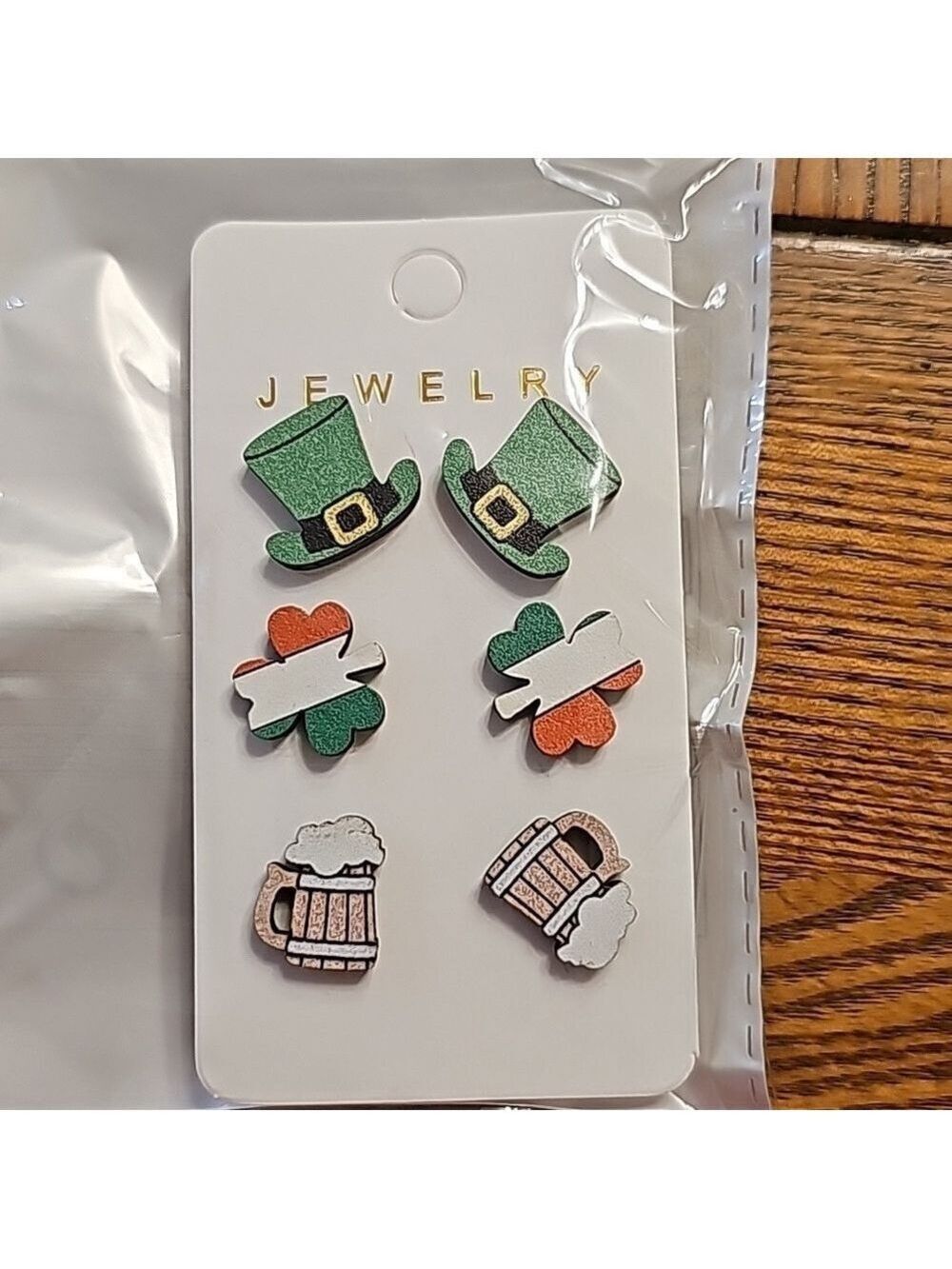 3 pairs of st patricks day stud earrings